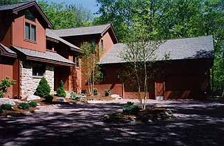 Custom paver driveway with decorative border pattern