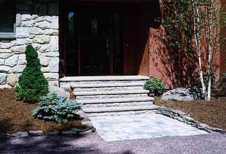 Elegant stone stairway built into a hillside landscape